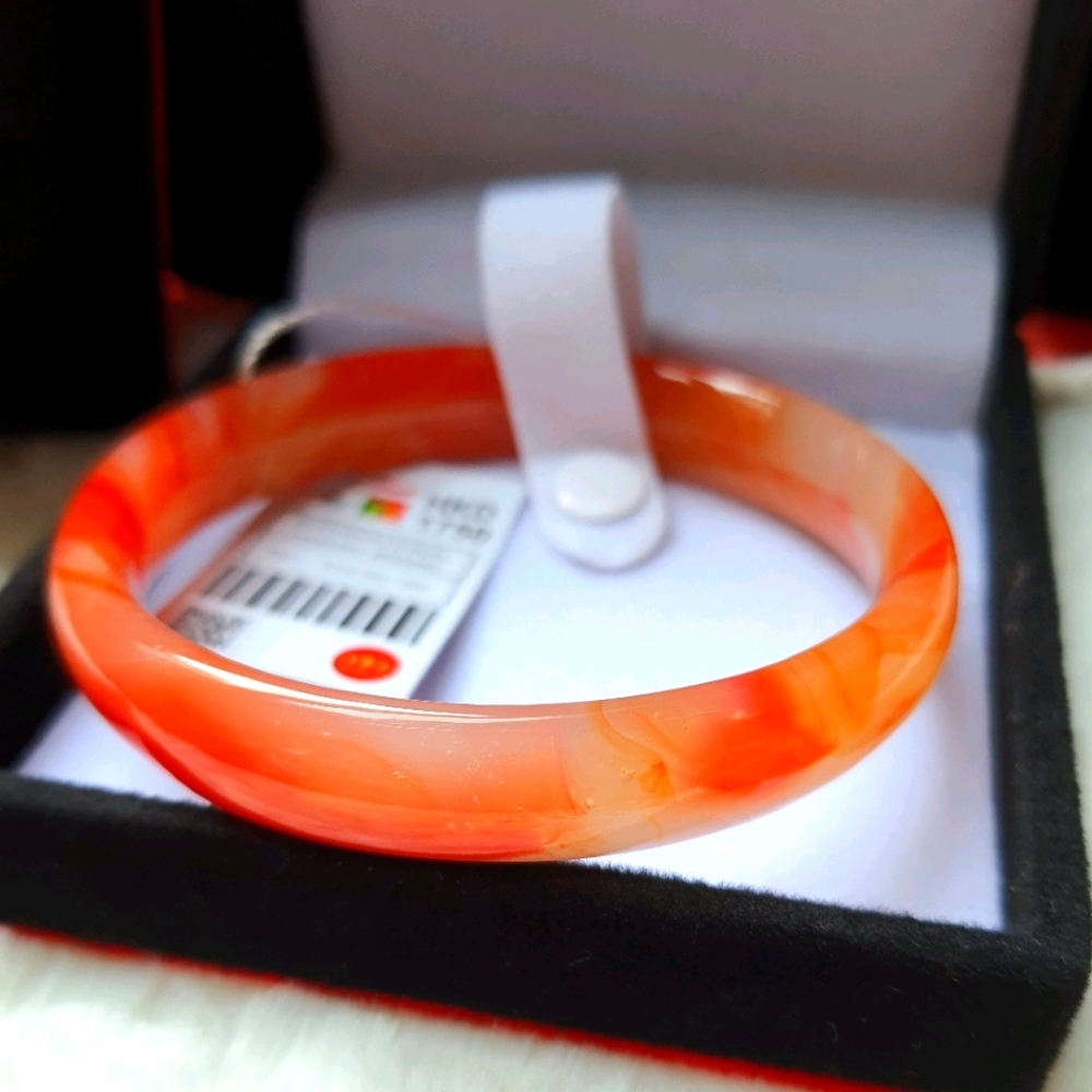Bracelet style Tangerine red Round Bangle Chalcedony Bang